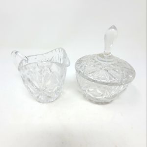 Lead Crystal Creamer and Lidded Sugar Bowl
